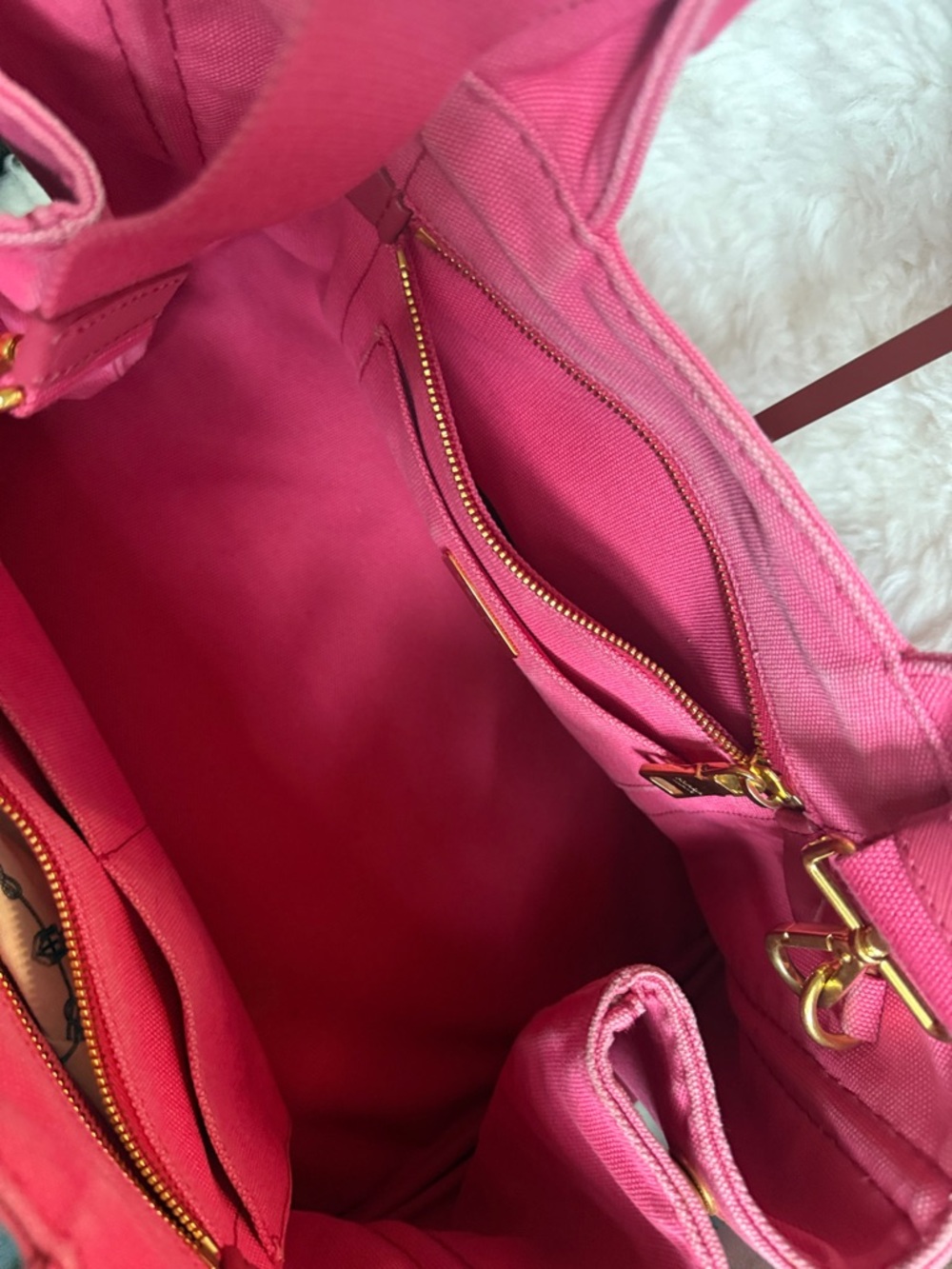 Prada Hot Pink Canapa Canvas Tote with crossbody strap - Picture 4 of 11